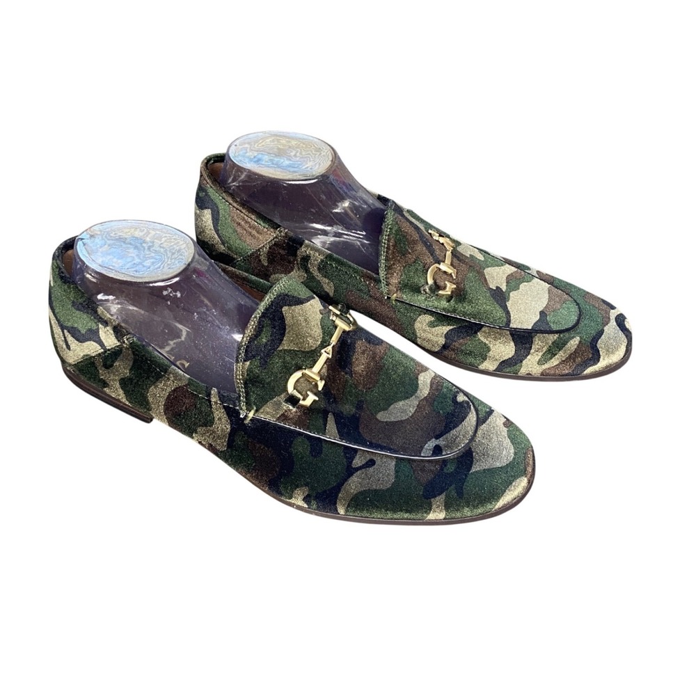 Guess Mens Camouflage Velvet Horsebit Loafer Green Brown Camo Slip On Shoe 10